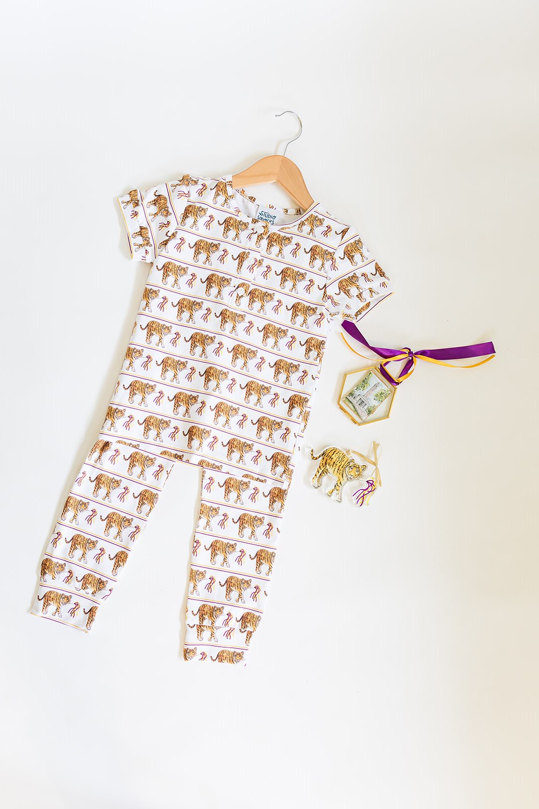 Tiger, Purple and Yellow 2pc Pajamas