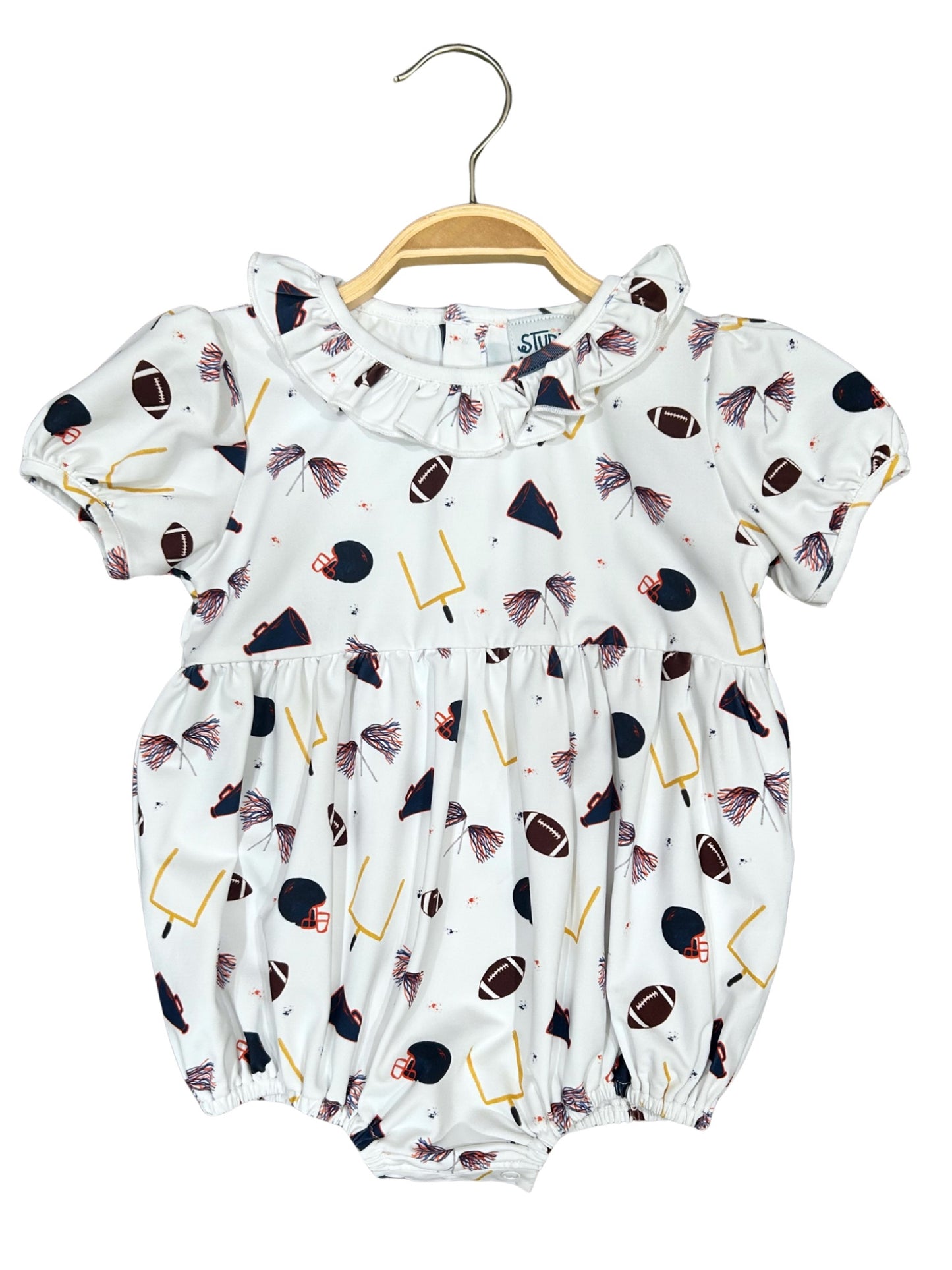 Navy/Orange Football Girls Bubble