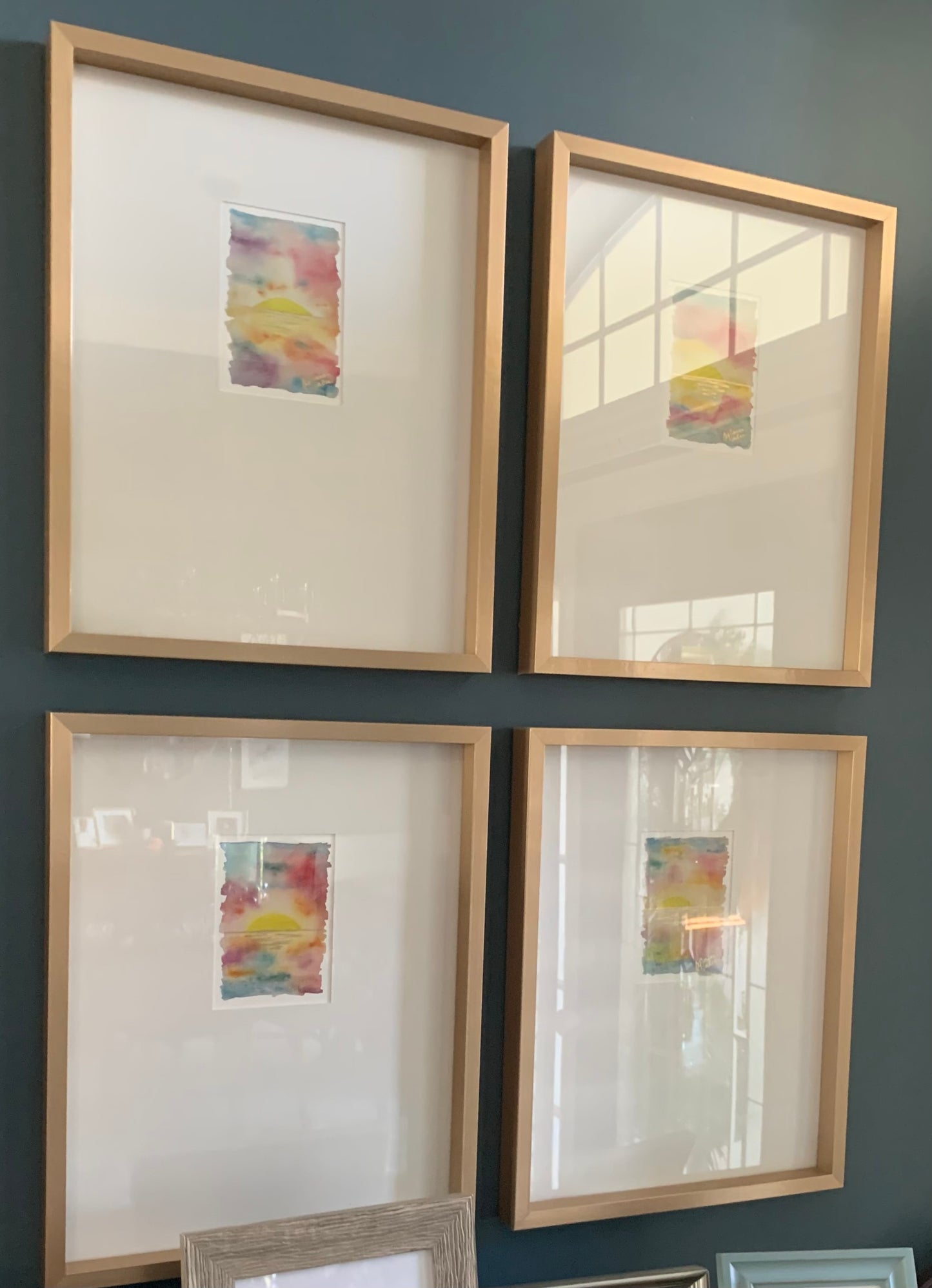 Sunset Stationery, Set of (4) 5x7 folded notecards, Can be framed