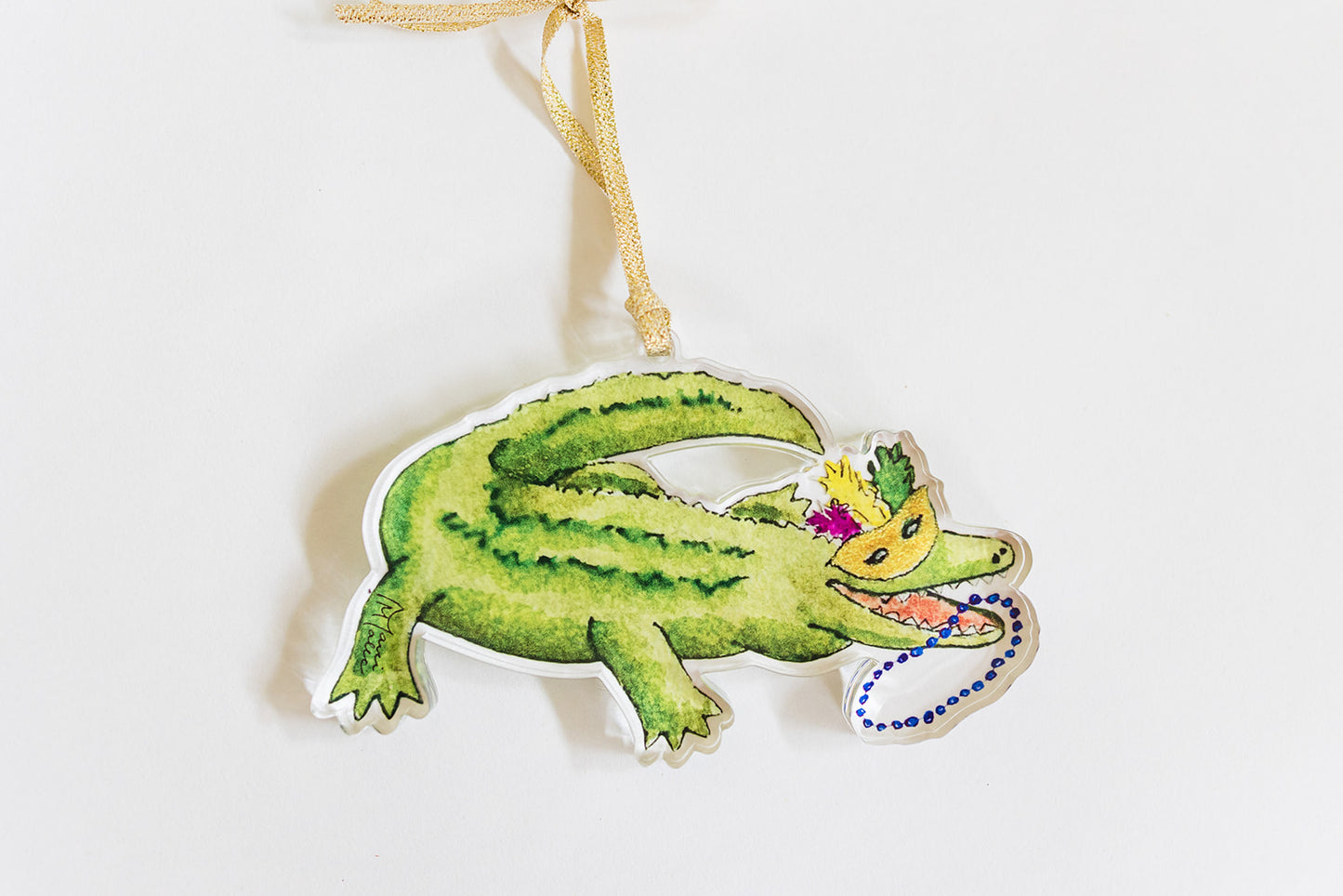 Mardi Gras Alligator Acrylic Ornament