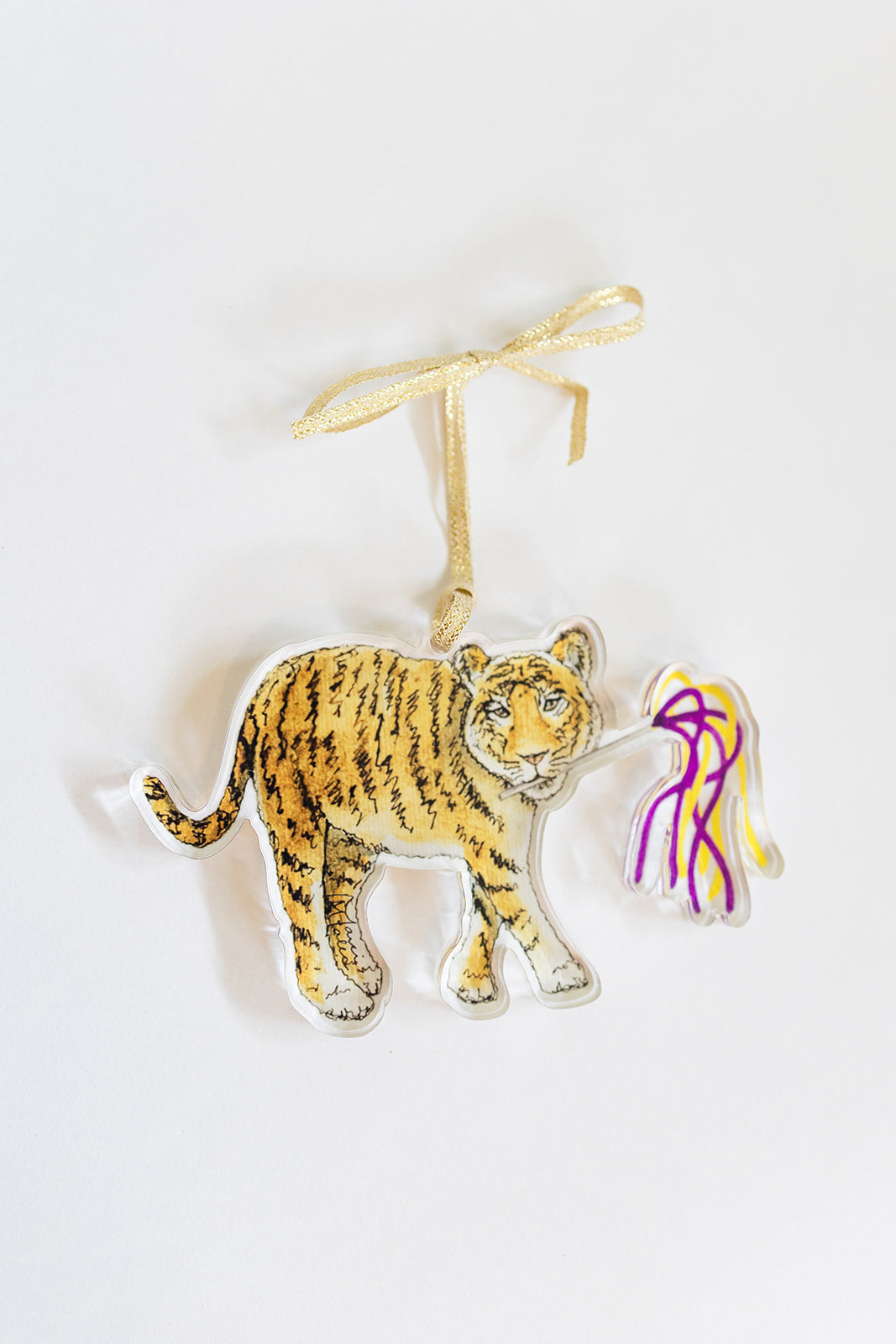 Tiger- Purple and Yellow- Acrylic Ornament