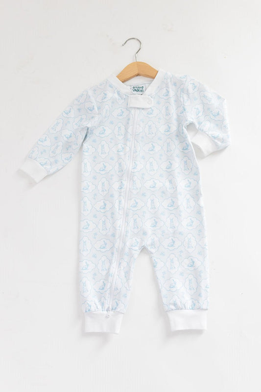 Blue Easter Bunny Zip Pajamas