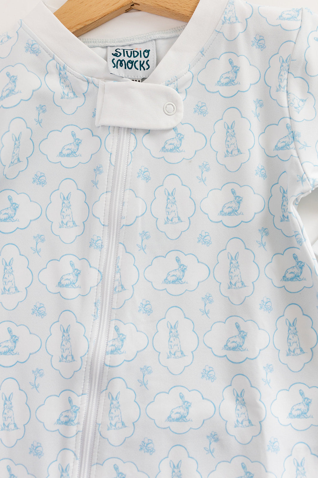 Blue Easter Bunny Zip Pajamas