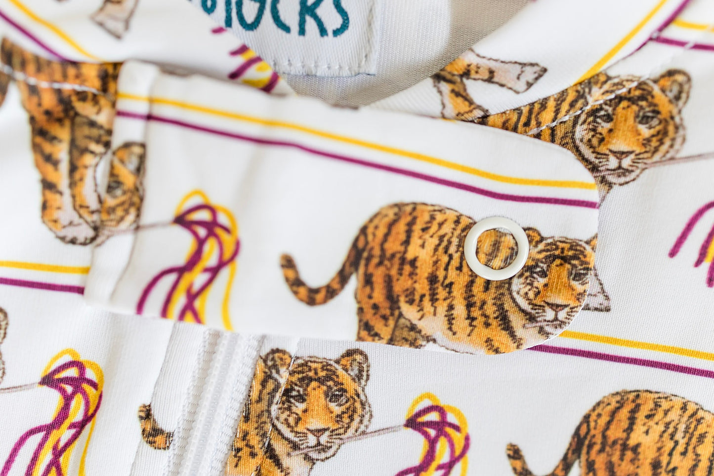 Tiger, Purple and Yellow Zipper Pajamas