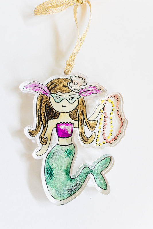 Mardi Gras Mermaid Acrylic Ornament