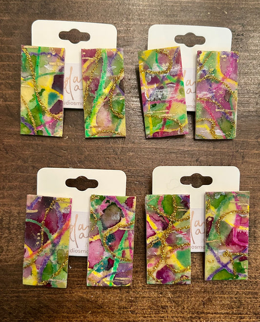 Large Mardi Gras earrings