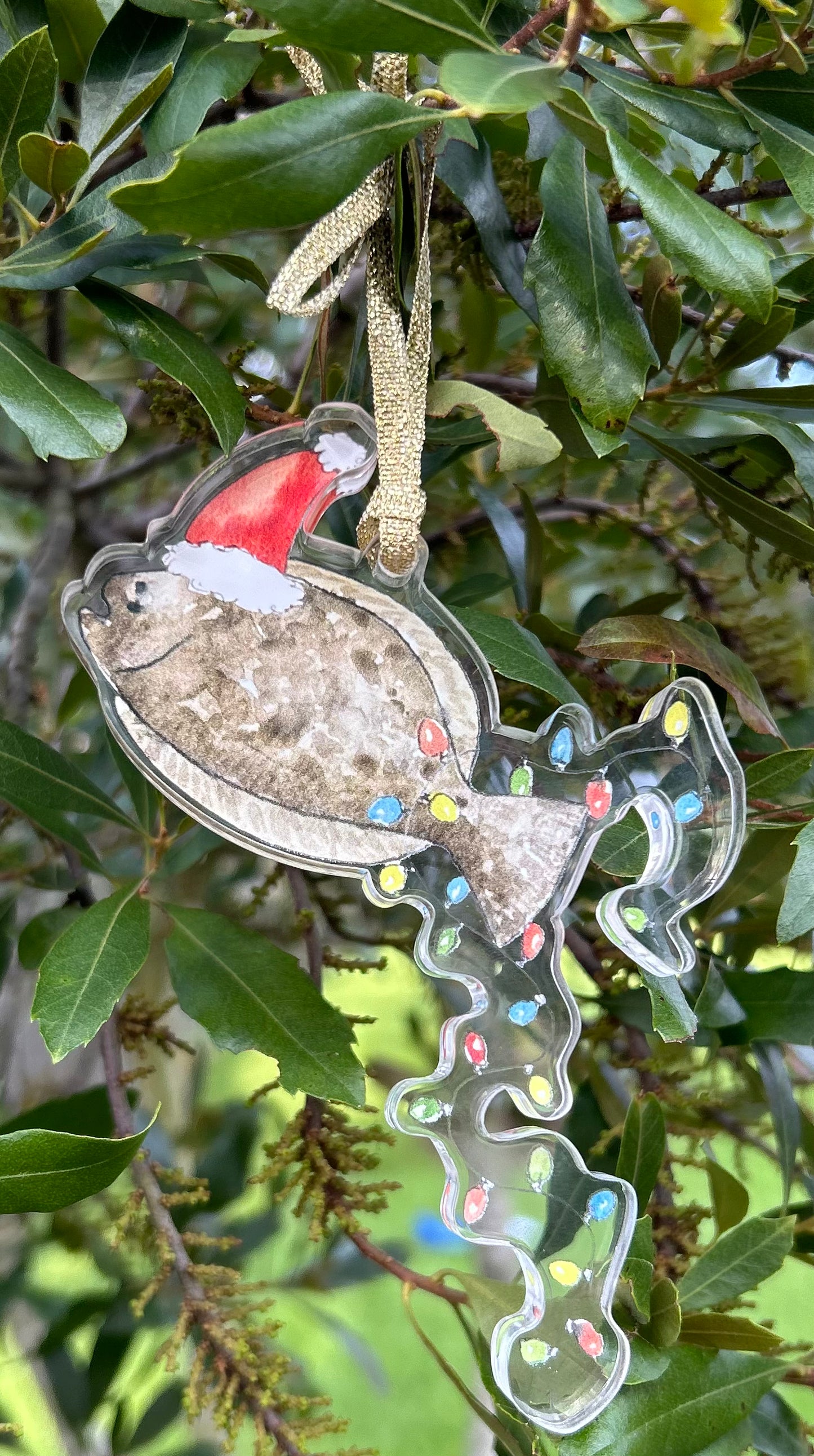 Christmas Flounder Acrylic Ornament