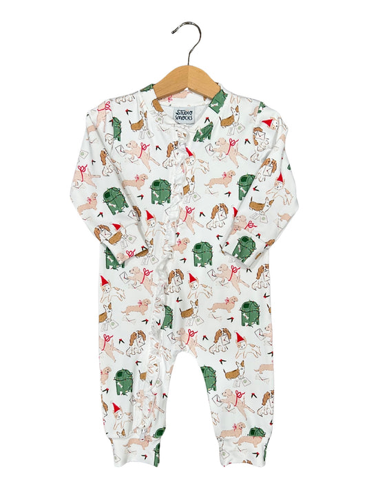 Puppy Letters to Santa, Girls Zip Pajama